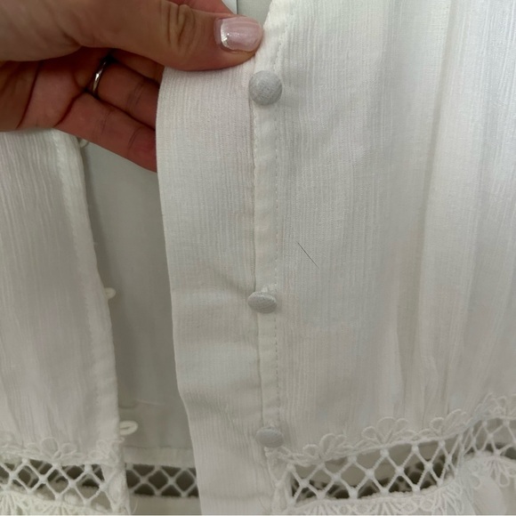 NWT Promesa  Sandy Beaches Ivory Semi Sheer Button Crochet Dress Size Small - Picture 5 of 10